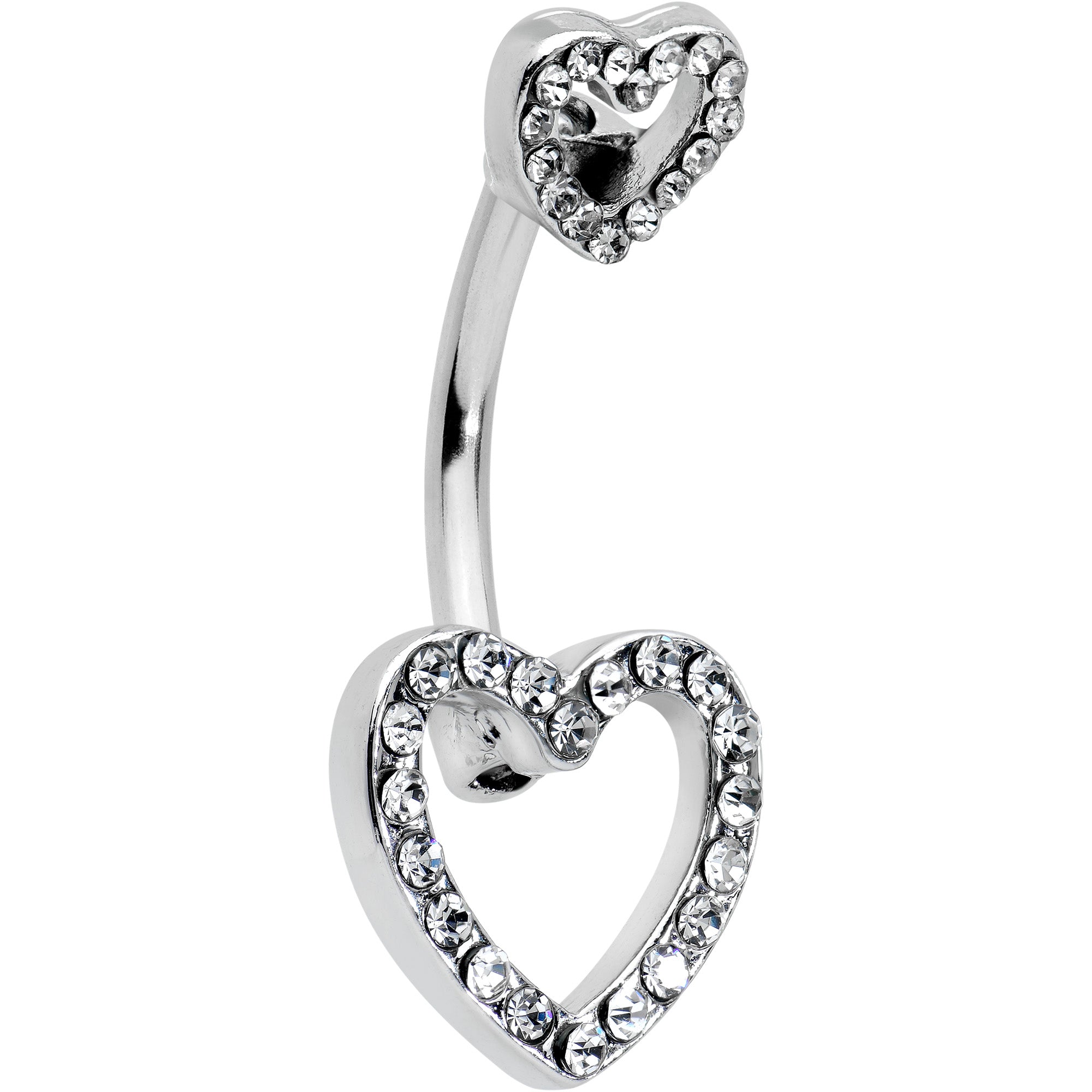 BodyCandy Clear Gem Open Heart Valentine Double Mount Belly Ring — main product shot