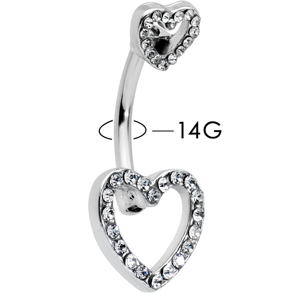 BodyCandy Clear Gem Open Heart Valentine Double Mount Belly Ring — lifestyle context