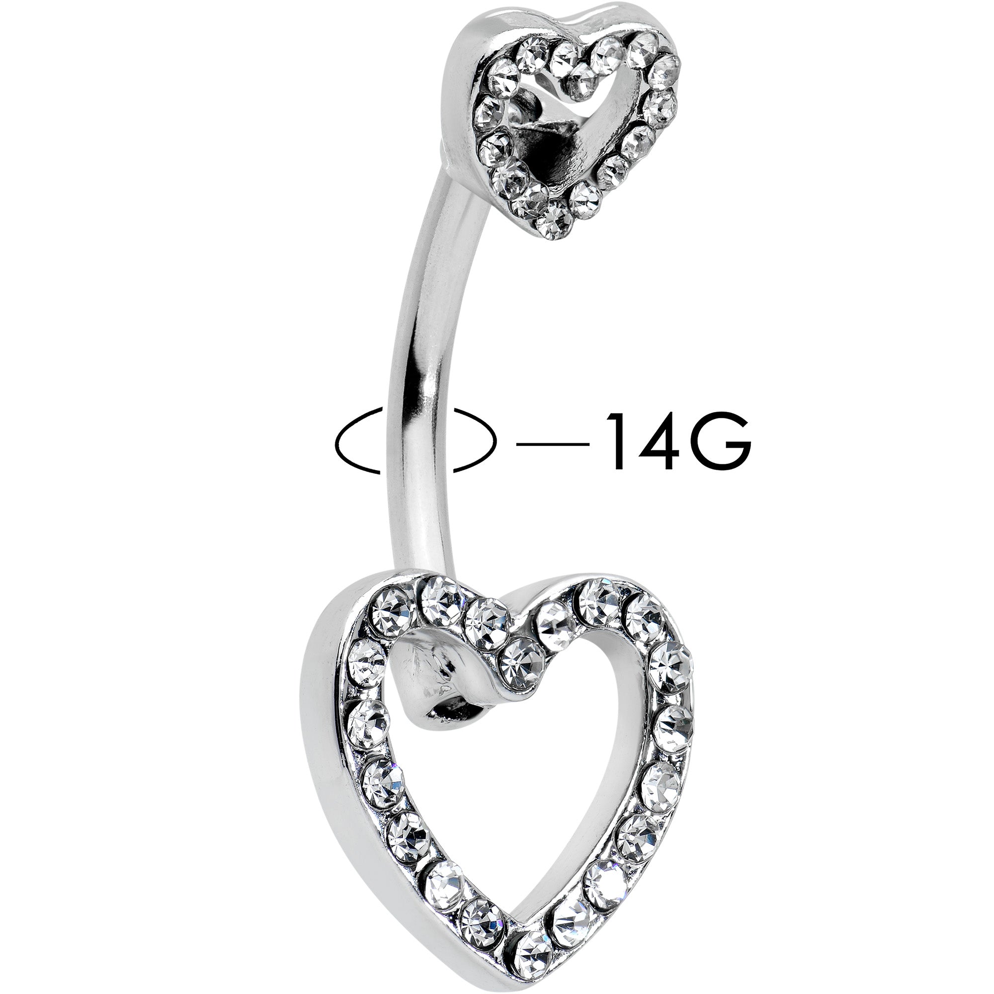 BodyCandy Clear Gem Open Heart Valentine Double Mount Belly Ring — lifestyle context