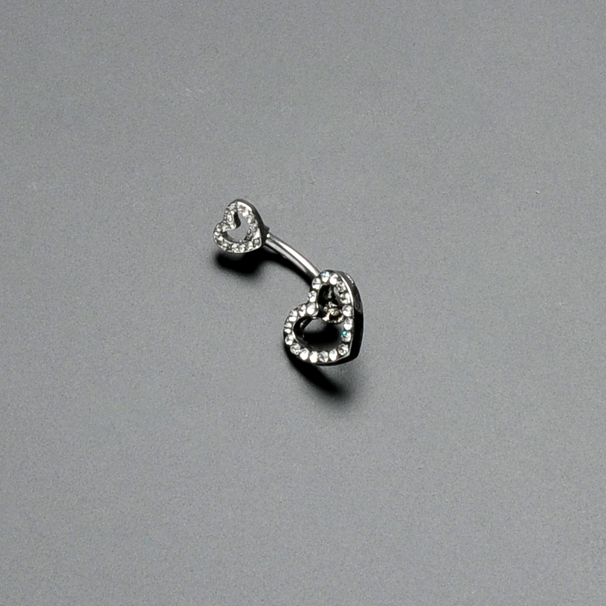 BodyCandy Clear Gem Open Heart Valentine Double Mount Belly Ring — back view
