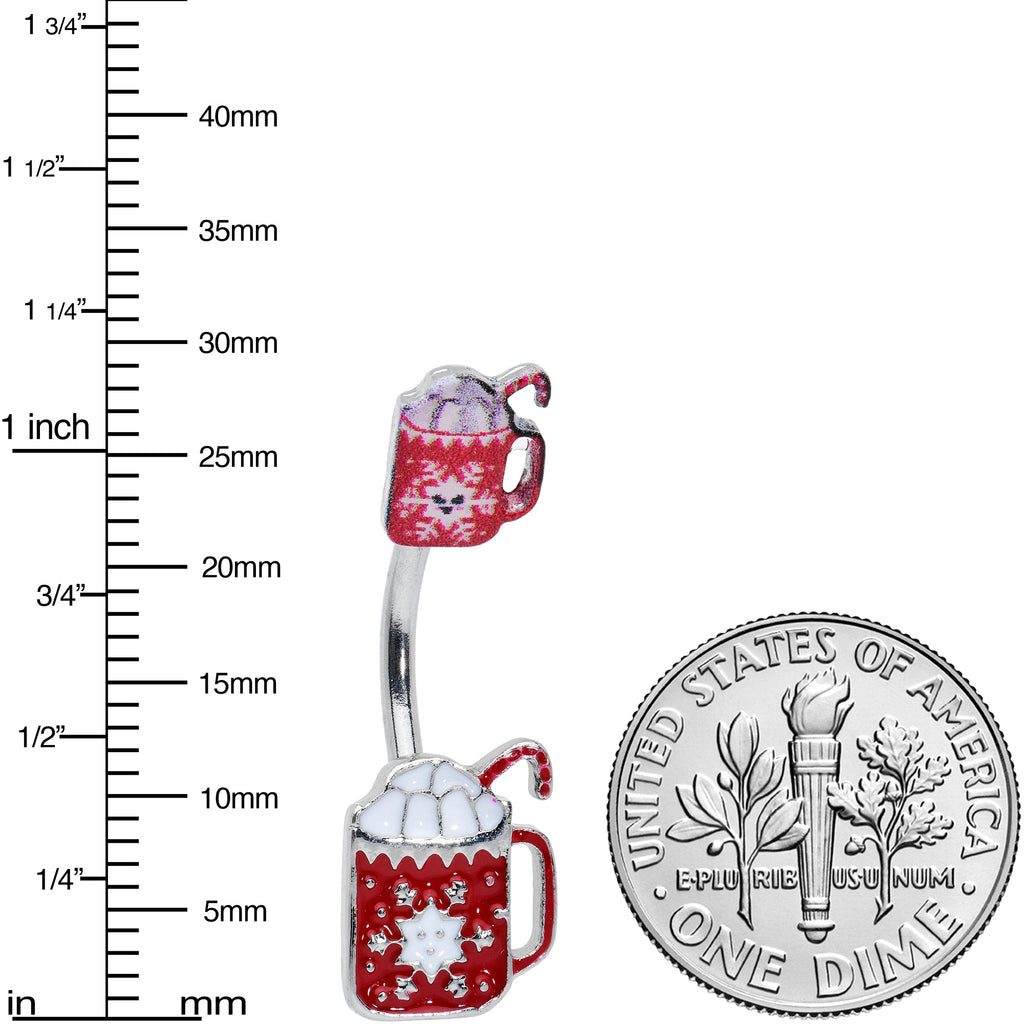 BodyCandy Sweet Red Hot Cocoa Marshmallow Holiday Double Mount Belly Ring — lifestyle context