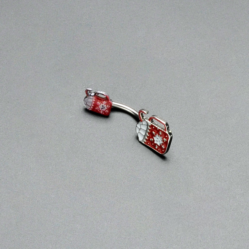 BodyCandy Sweet Red Hot Cocoa Marshmallow Holiday Double Mount Belly Ring — back view