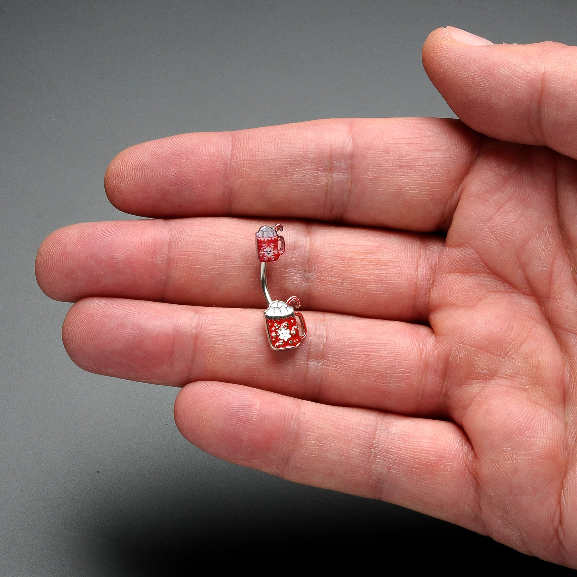 BodyCandy Sweet Red Hot Cocoa Marshmallow Holiday Double Mount Belly Ring — alternative angle