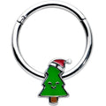 BodyCandy 16G 3/8 Happy Christmas Tree Holiday Hat Hinged Segment Ring — main product shot