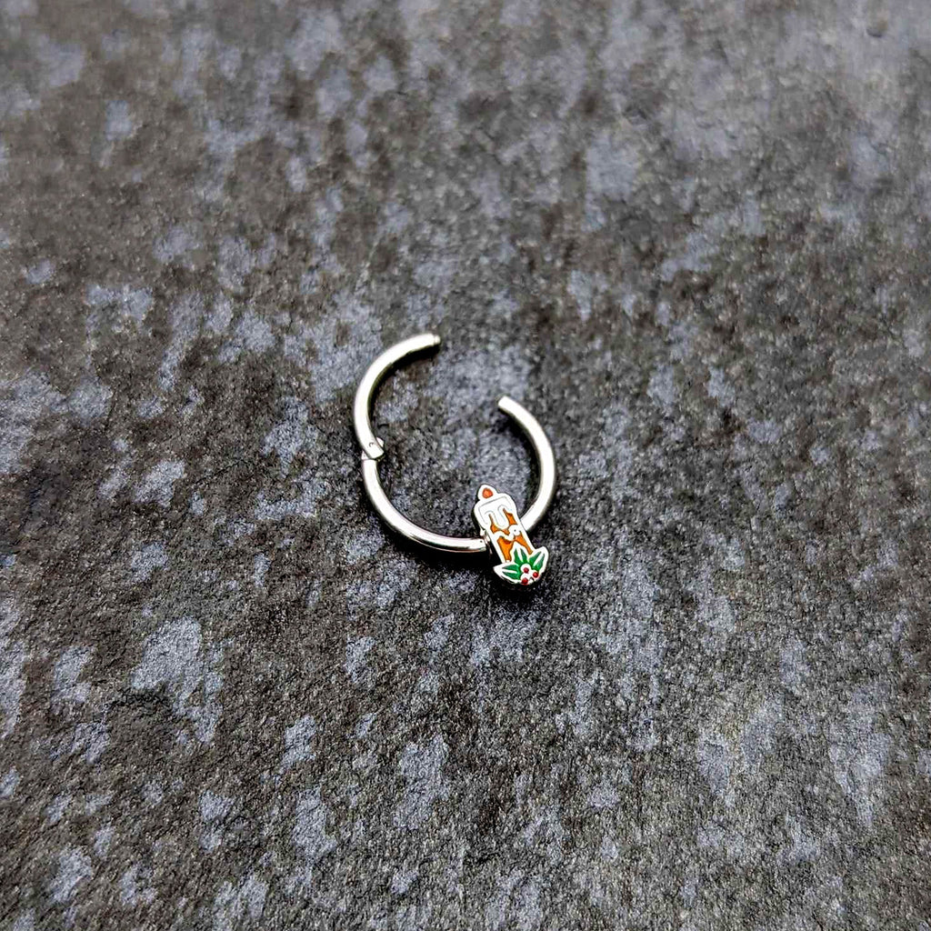 BodyCandy 16G 3/8 Sweet Holiday Candle Christmas Hinged Segment Ring — back view
