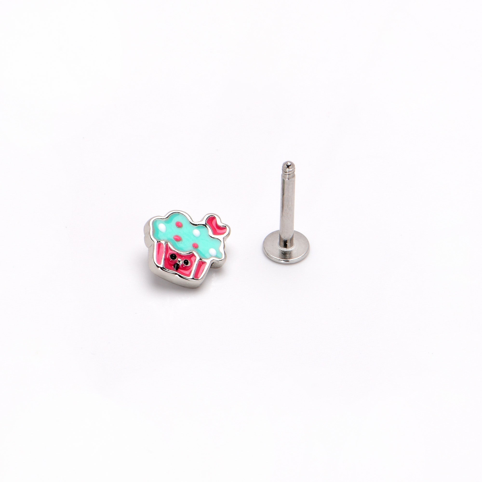 BodyCandy 16G 5/16 Sweet Happy Cupcake Labret Monroe Tragus — in-use photo