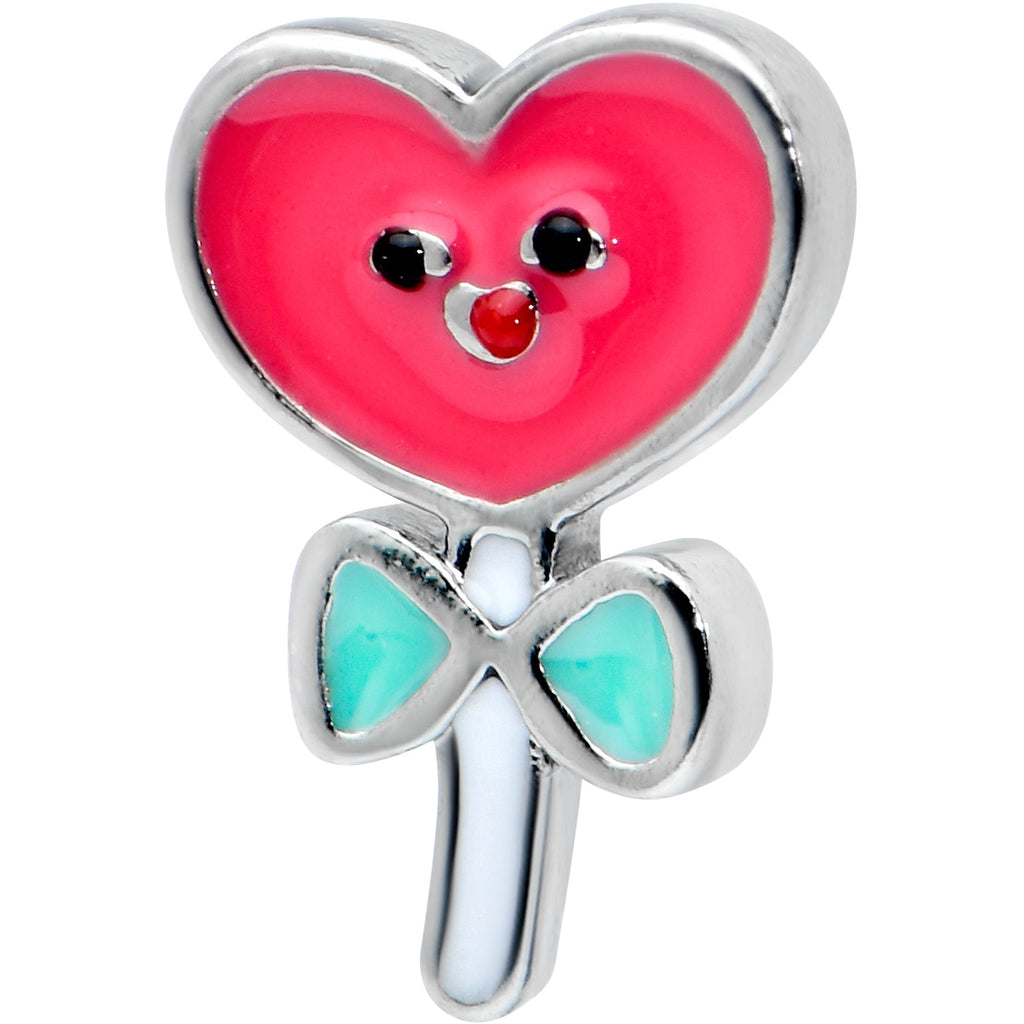 BodyCandy 16G 5/16 Sweet Happy Heart Lollipop Labret Monroe Tragus — detail close-up