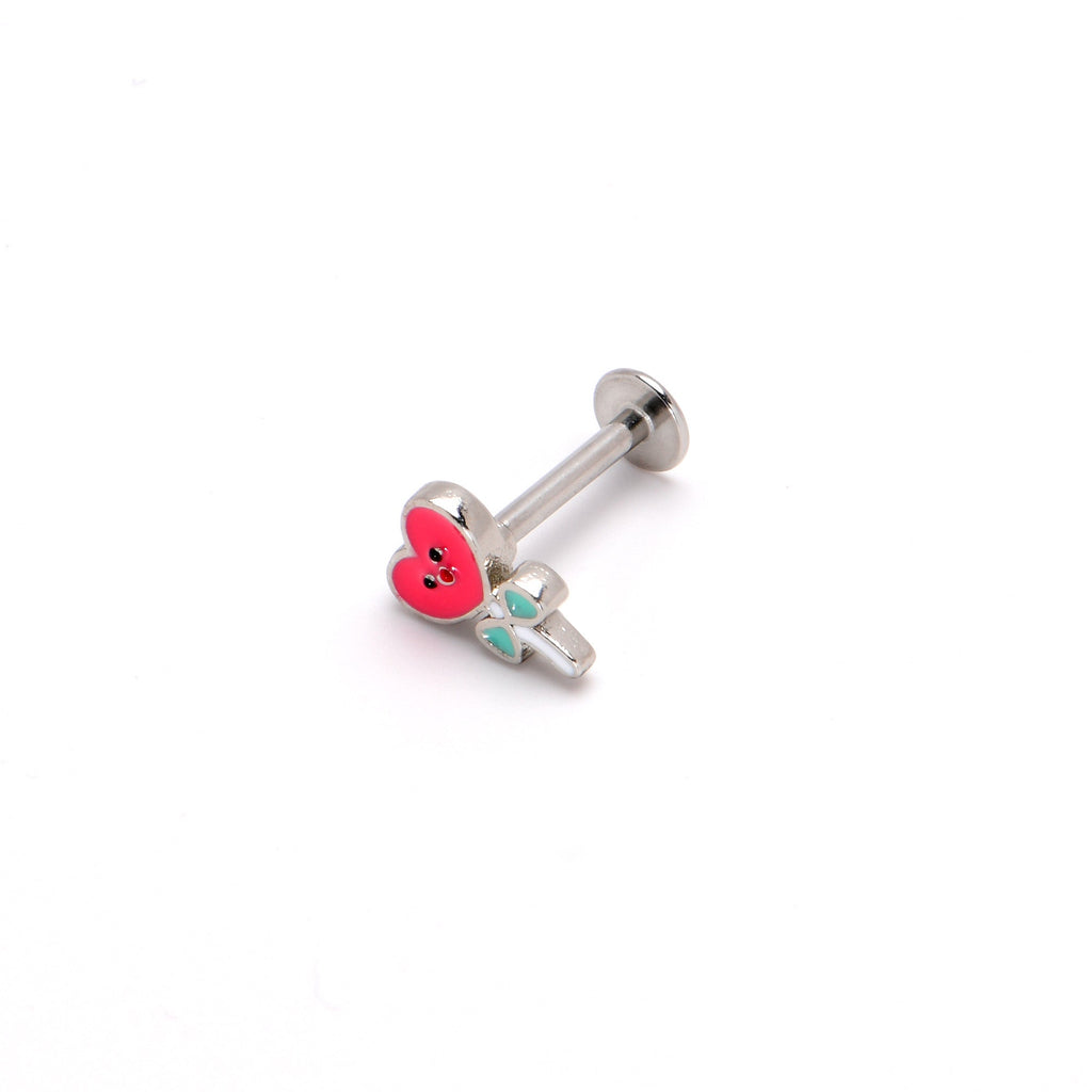 BodyCandy 16G 5/16 Sweet Happy Heart Lollipop Labret Monroe Tragus — alternative angle