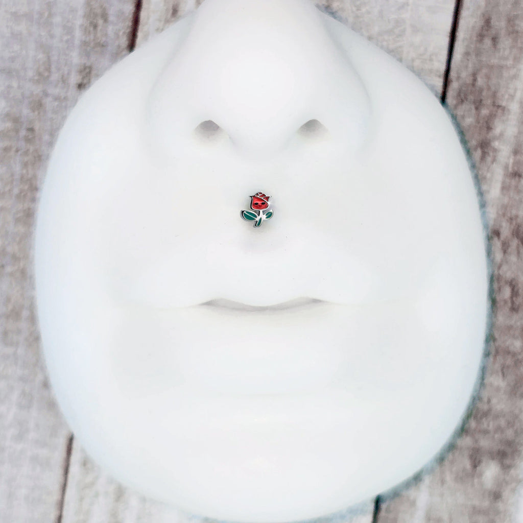 BodyCandy 16G 5/16 Sweet Happy Rose Flower Labret Monroe Tragus — color detail
