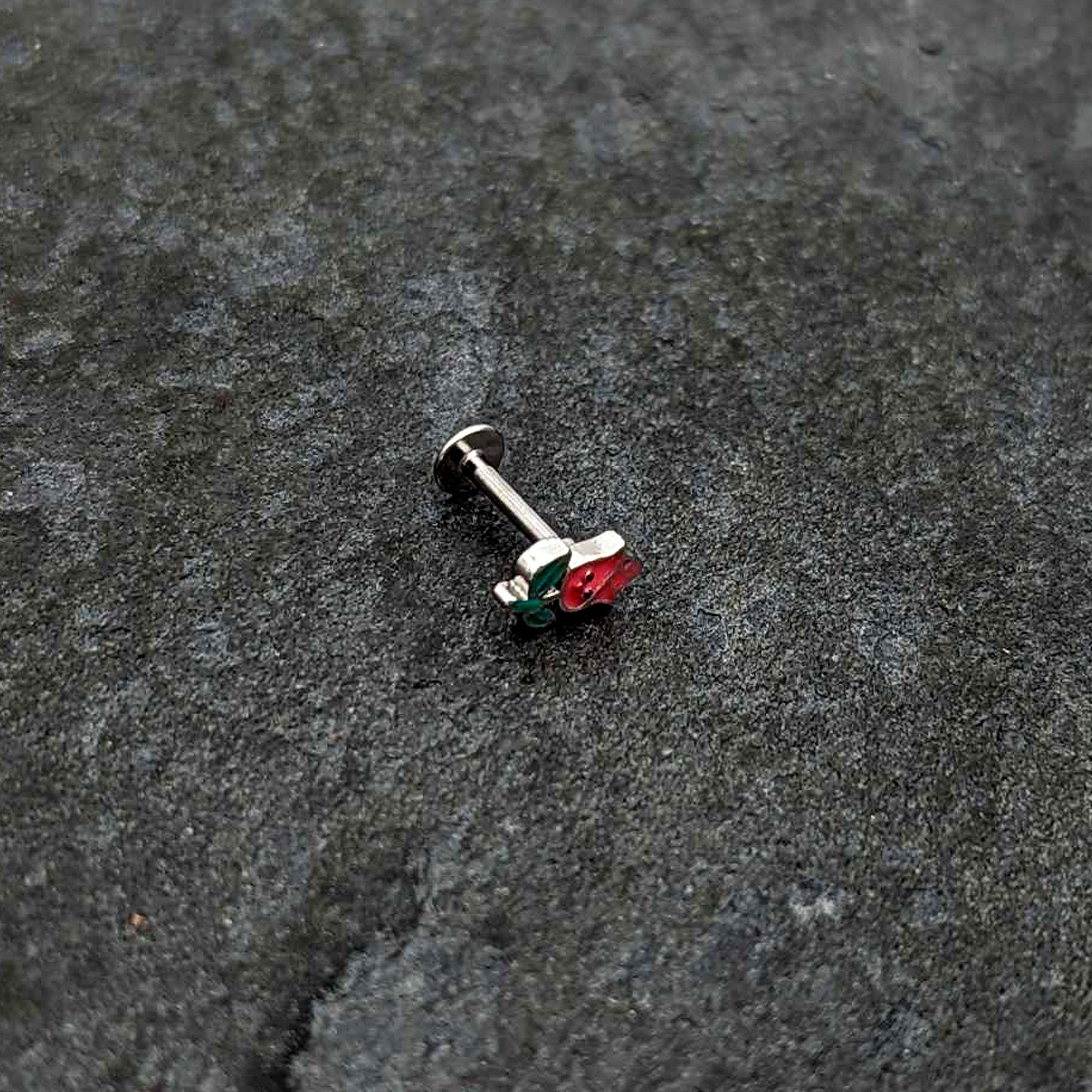 BodyCandy 16G 5/16 Sweet Happy Rose Flower Labret Monroe Tragus — alternative angle