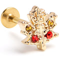 BodyCandy 16G 5/16 Red Yellow Gem Gold Tone Maple Leaf Labret Monroe Tragus — main product shot