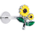 BodyCandy 16G 5/16 Cheery Inlay Sunflowers Labret Monroe Tragus — main product shot