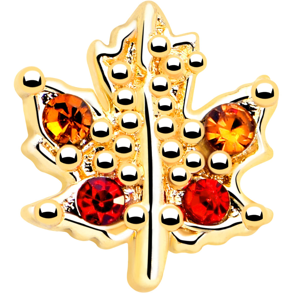 BodyCandy 20G 7mm Red Yellow Gem Gold Tone Maple Leaf L Shape Nose Ring — lifestyle context