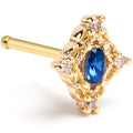 BodyCandy 20G 1/4 Blue Gem Gold Tone Rich Rhombus Nose Bone — main product shot