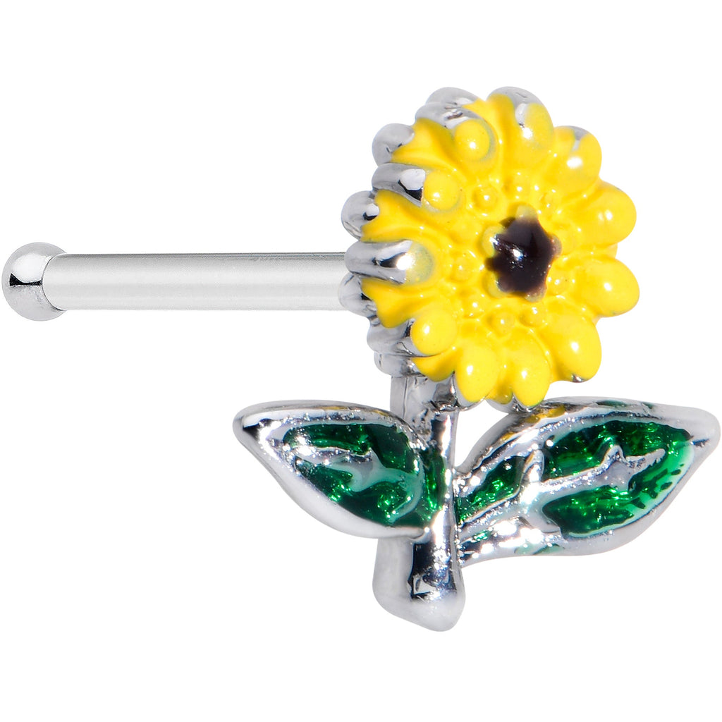 BodyCandy 20G 1/4 Cheery Inlay Sunflower Nose Bone — main product shot