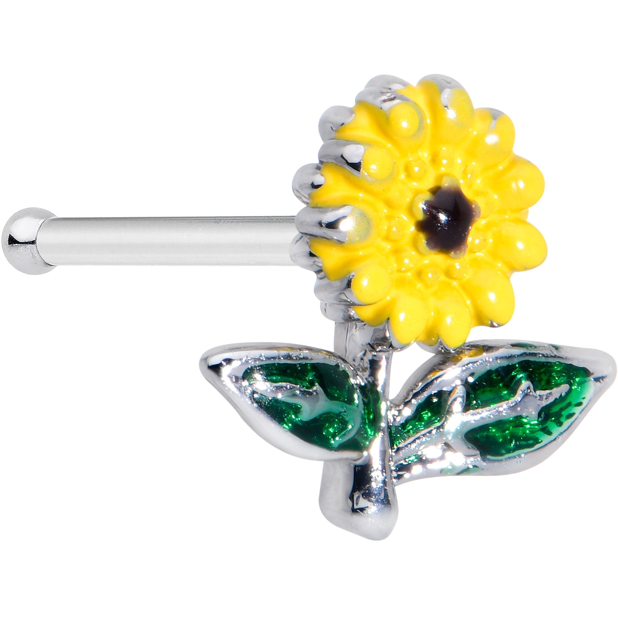 BodyCandy 20G 1/4 Cheery Inlay Sunflower Nose Bone — main product shot