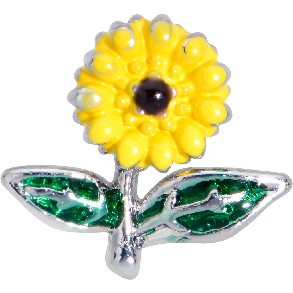 BodyCandy 20G 1/4 Cheery Inlay Sunflower Nose Bone — detail close-up