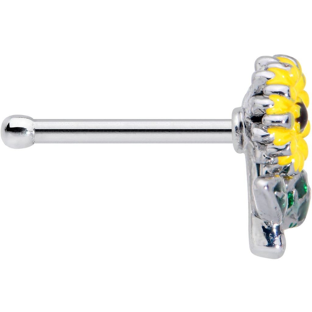 BodyCandy 20G 1/4 Cheery Inlay Sunflower Nose Bone — lifestyle context