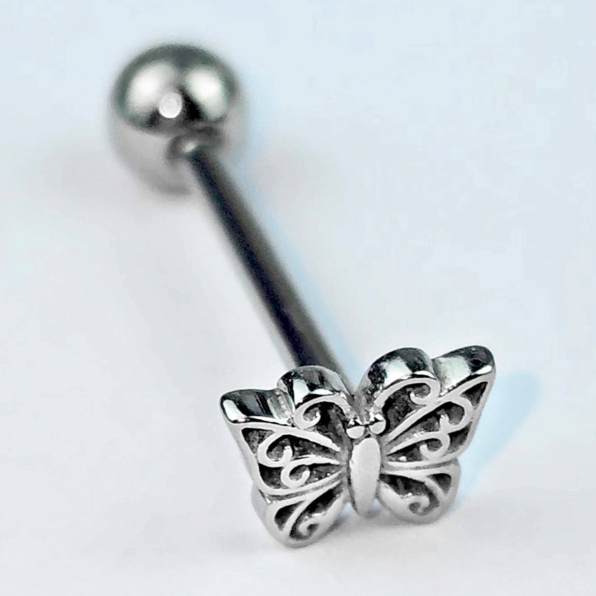 BodyCandy Filigree Beauty Butterfly Barbell Tongue Ring — main product shot
