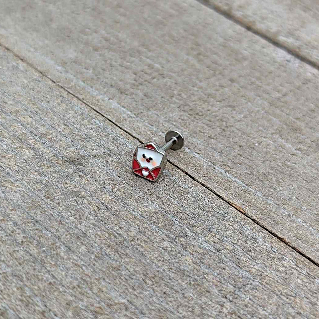 BodyCandy 16G 5/16 Sweet Love Letter Valentine Labret Monroe Tragus — in-use photo