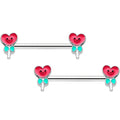 BodyCandy 14G 9/16 Sweet Happy Heart Lollipop Barbell Nipple Ring Set — main product shot