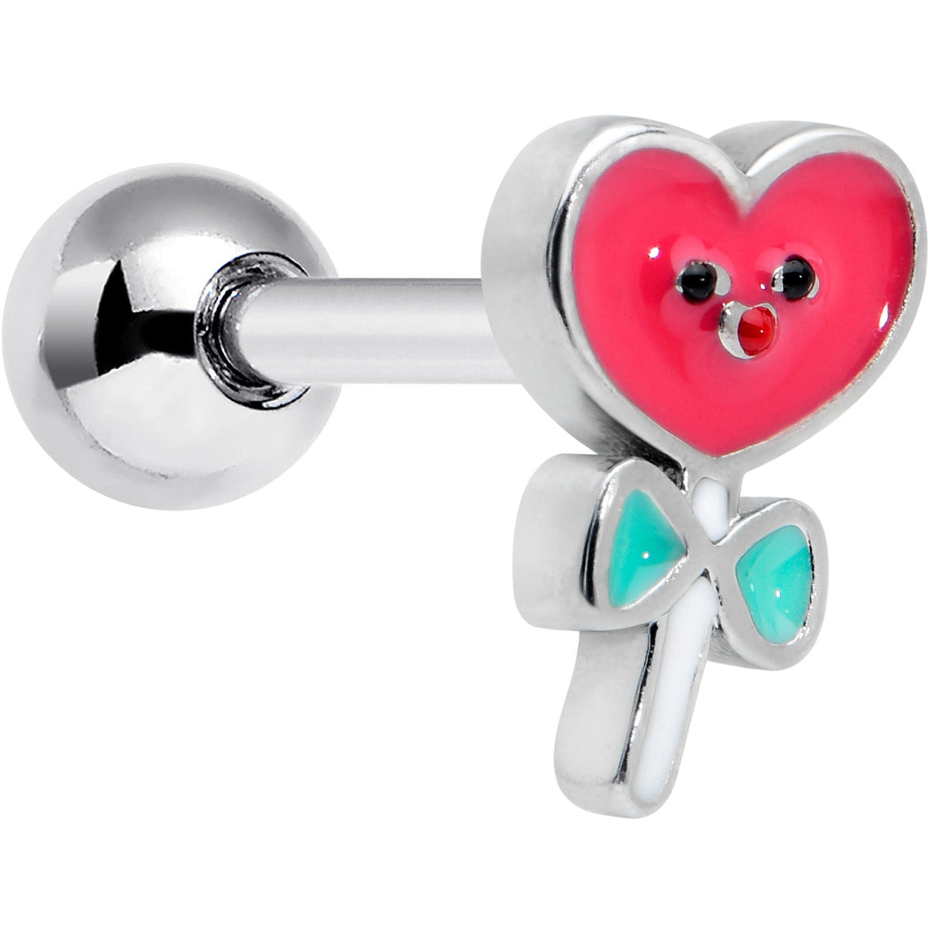 BodyCandy 16G 1/4 Sweet Happy Heart Lollipop Cartilage Tragus Earring — main product shot