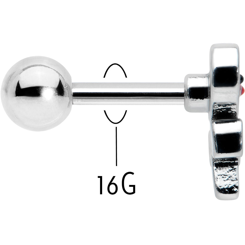 BodyCandy 16G 1/4 Sweet Happy Heart Lollipop Cartilage Tragus Earring — back view