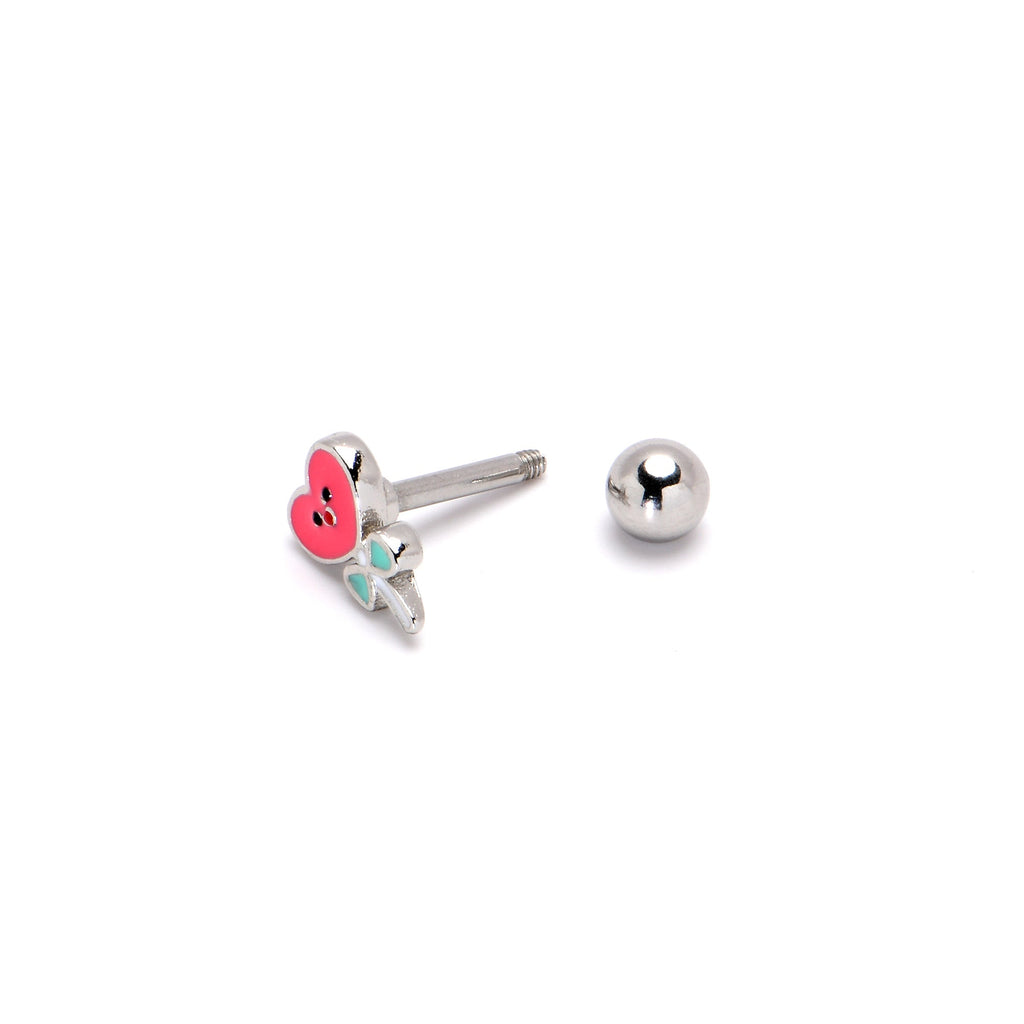 BodyCandy 16G 1/4 Sweet Happy Heart Lollipop Cartilage Tragus Earring — in-use photo