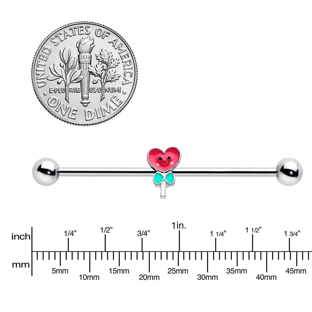 BodyCandy 14G Sweet Happy Heart Lollipop Industrial Barbell 38mm — lifestyle context