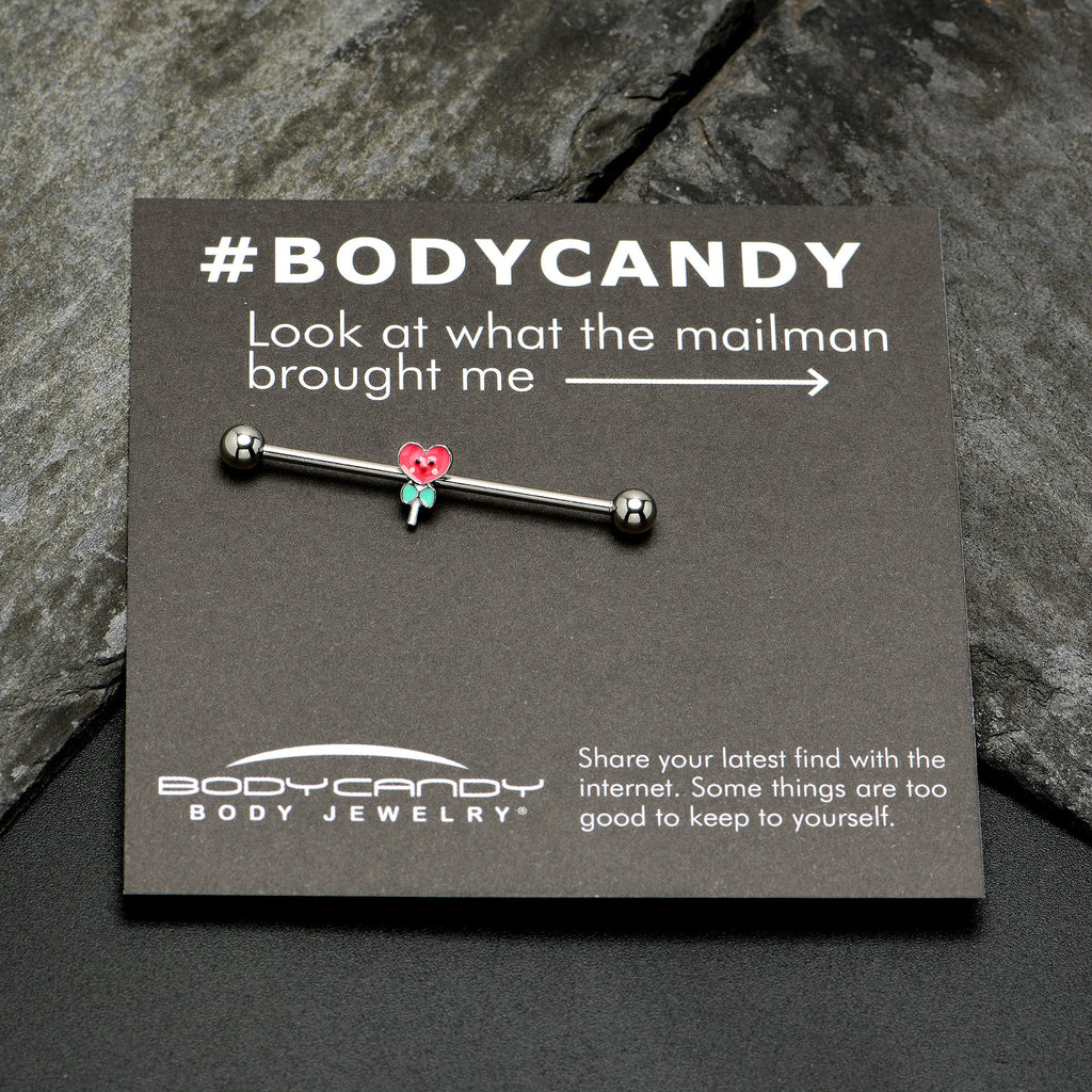 BodyCandy 14G Sweet Happy Heart Lollipop Industrial Barbell 38mm — size reference