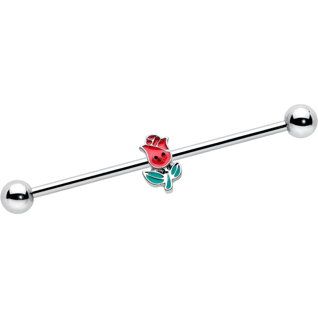 BodyCandy 14G Sweet Happy Rose Flower Industrial Barbell 38mm — main product shot