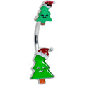 BodyCandy Merry Christmas Trees Hats Holiday Double Mount Belly Ring — main product shot