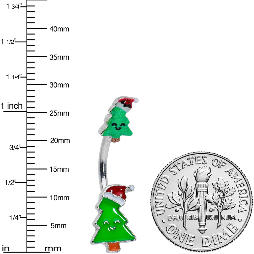 BodyCandy Merry Christmas Trees Hats Holiday Double Mount Belly Ring — lifestyle context