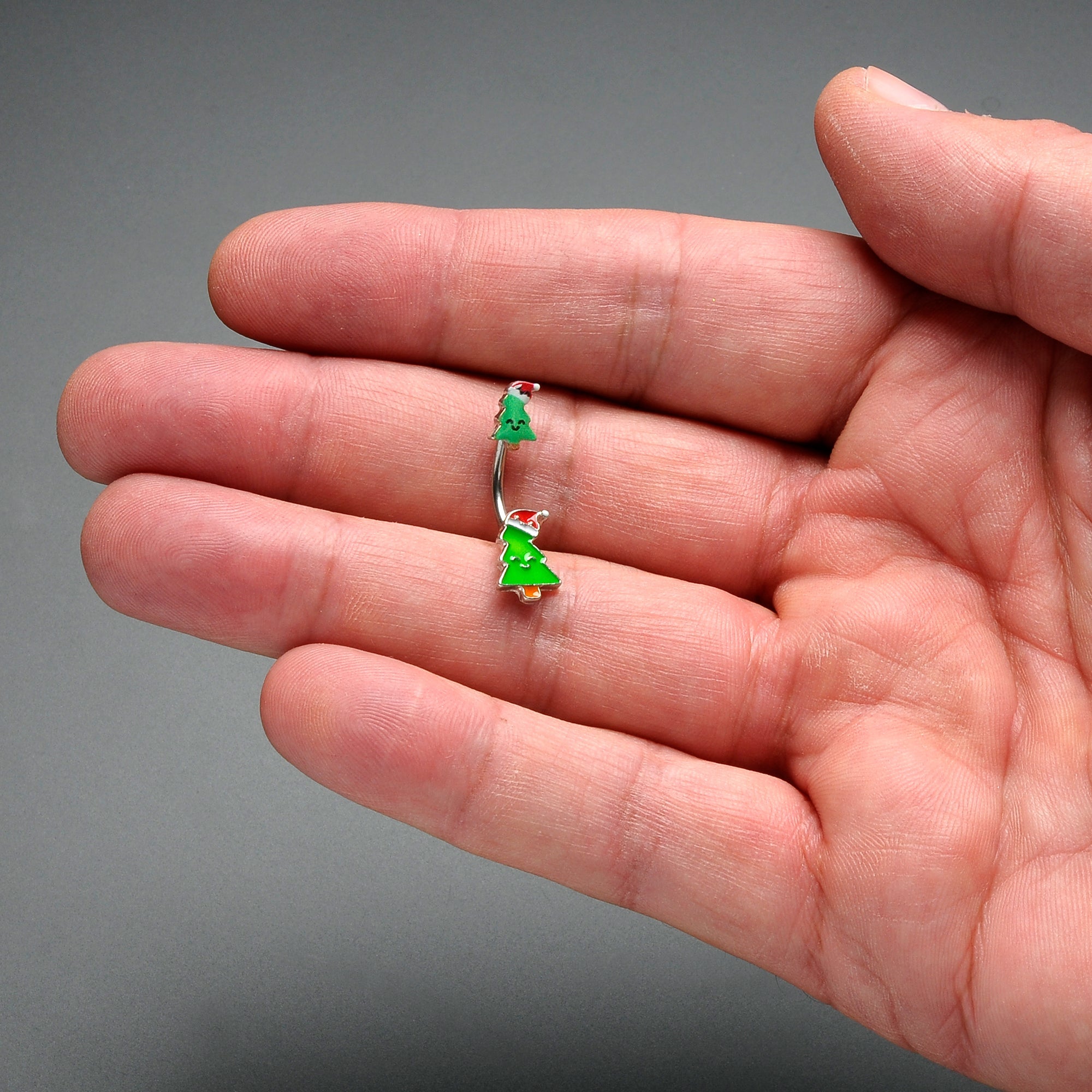 BodyCandy Merry Christmas Trees Hats Holiday Double Mount Belly Ring — alternative angle
