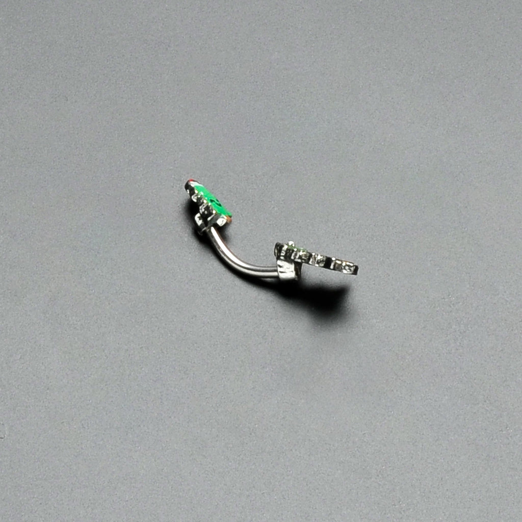 BodyCandy Merry Christmas Trees Hats Holiday Double Mount Belly Ring — in-use photo