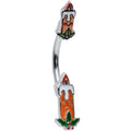 BodyCandy Sweet Christmas Holiday Candle Holly Double Mount Belly Ring — main product shot
