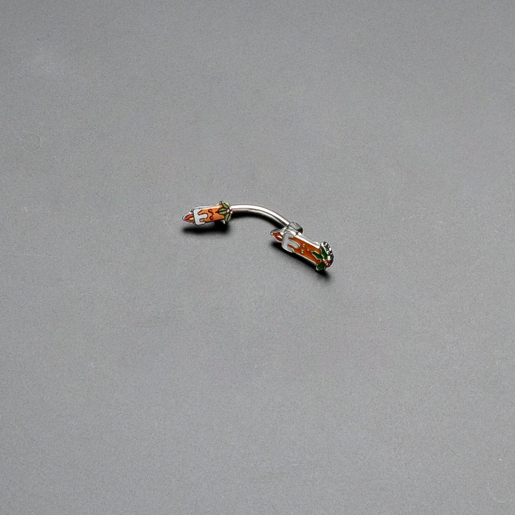 BodyCandy Sweet Christmas Holiday Candle Holly Double Mount Belly Ring — back view