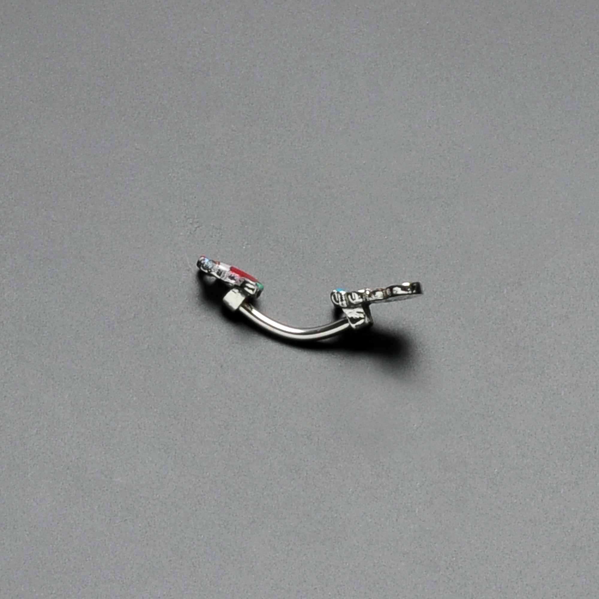 BodyCandy Merry Christmas Stockings Red Green Double Mount Belly Ring — in-use photo