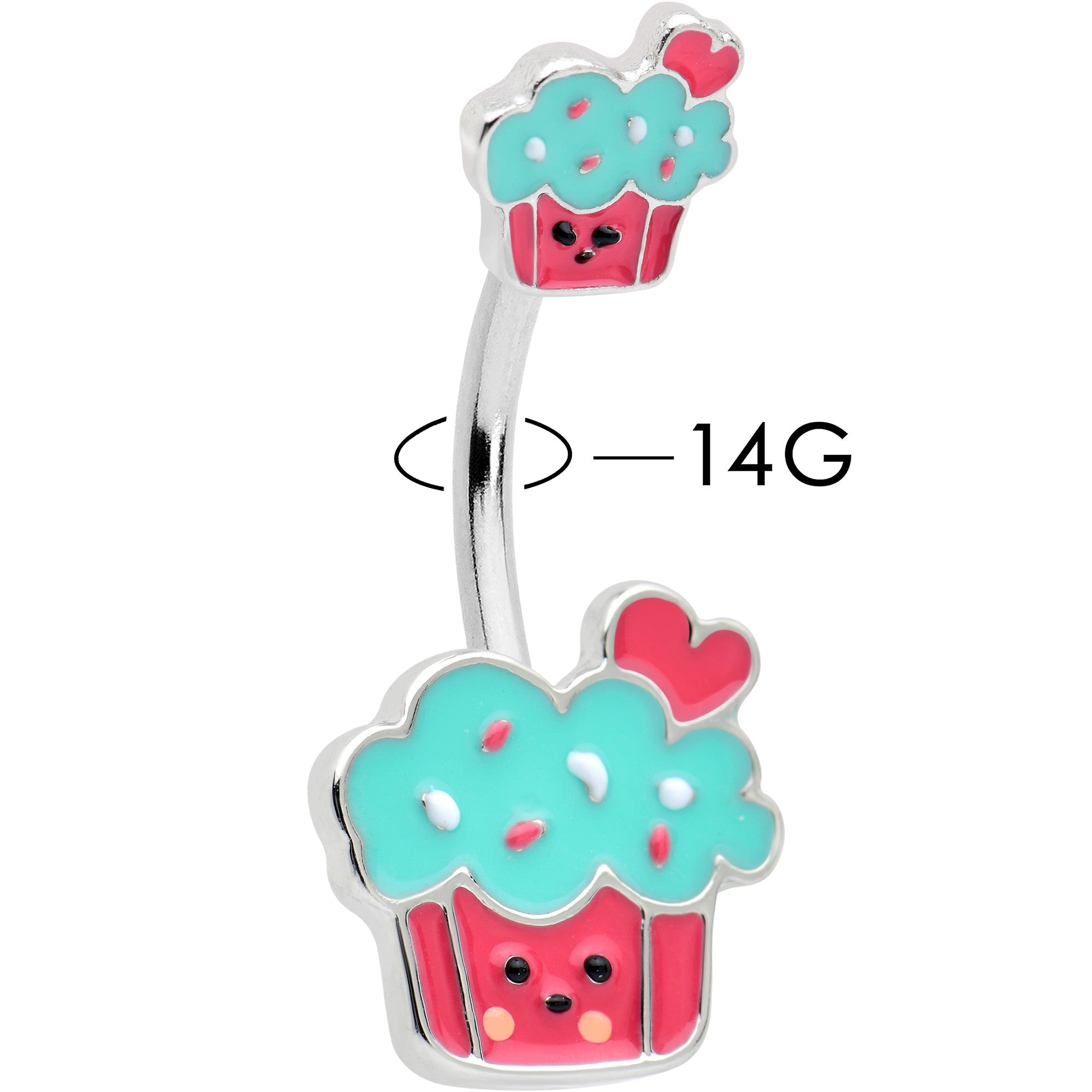 BodyCandy Sydney Belle Girlfriend Collection Sweet Happy Cupcake Pink Blue Double Mount Belly Ring — fabric or material detai
