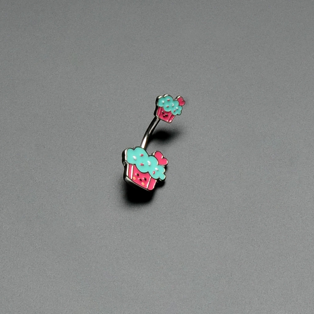 BodyCandy Sydney Belle Girlfriend Collection Sweet Happy Cupcake Pink Blue Double Mount Belly Ring — alternative angle