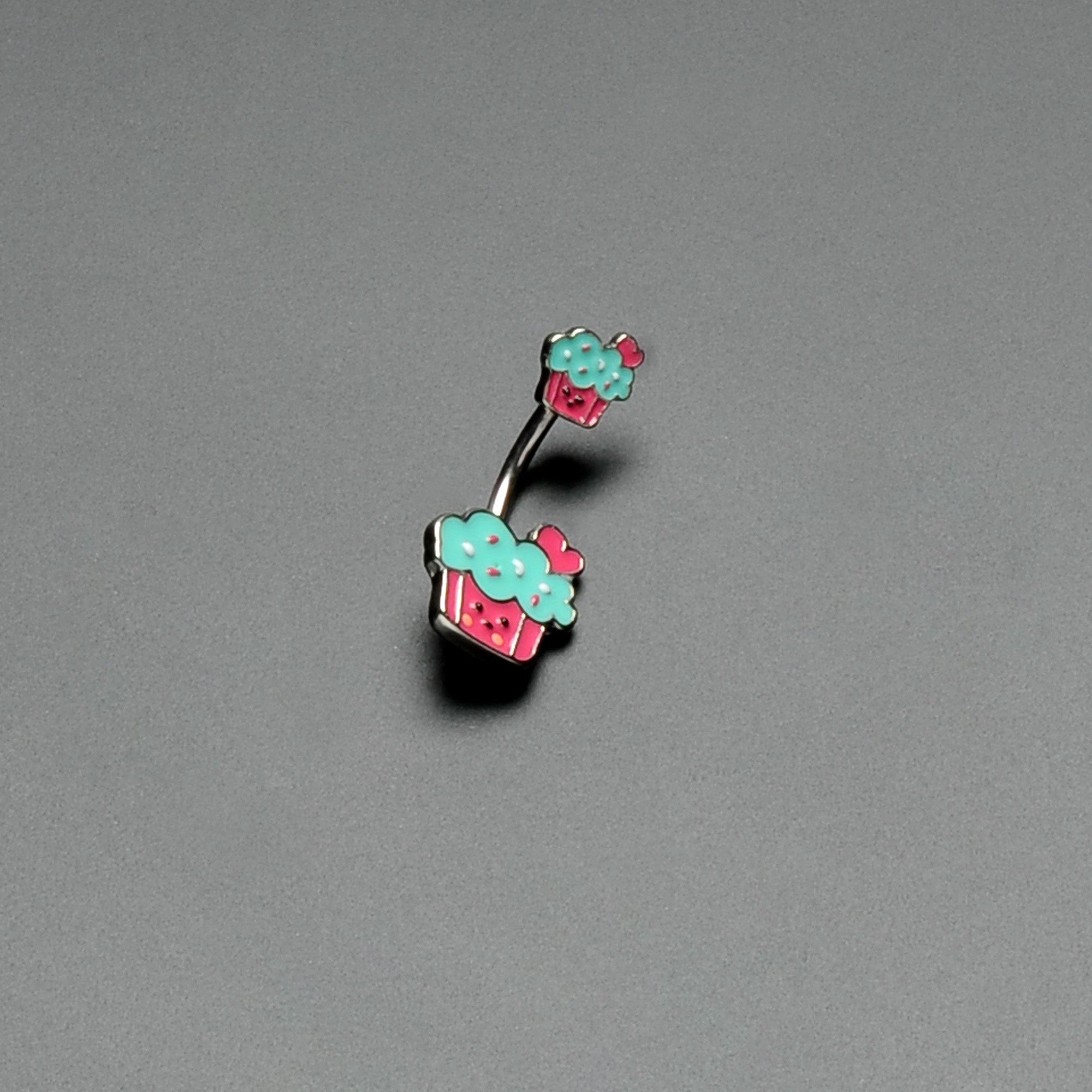 BodyCandy Sydney Belle Girlfriend Collection Sweet Happy Cupcake Pink Blue Double Mount Belly Ring — alternative angle