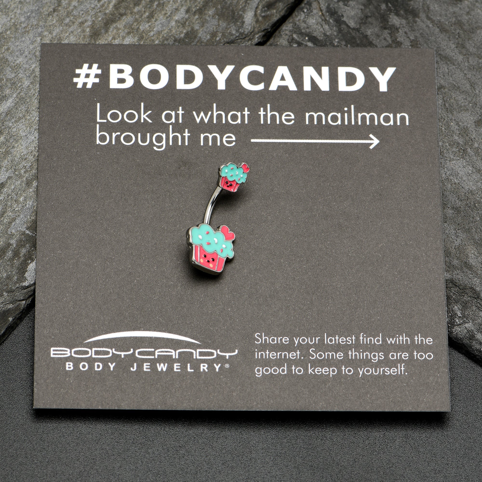 BodyCandy Sydney Belle Girlfriend Collection Sweet Happy Cupcake Pink Blue Double Mount Belly Ring — comparison shot