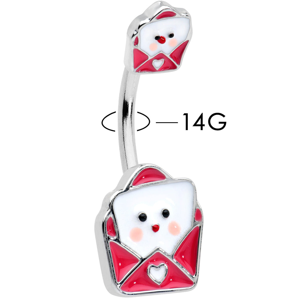 BodyCandy Sweet Love Letter Valentines Day Double Mount Belly Ring — detail close-up