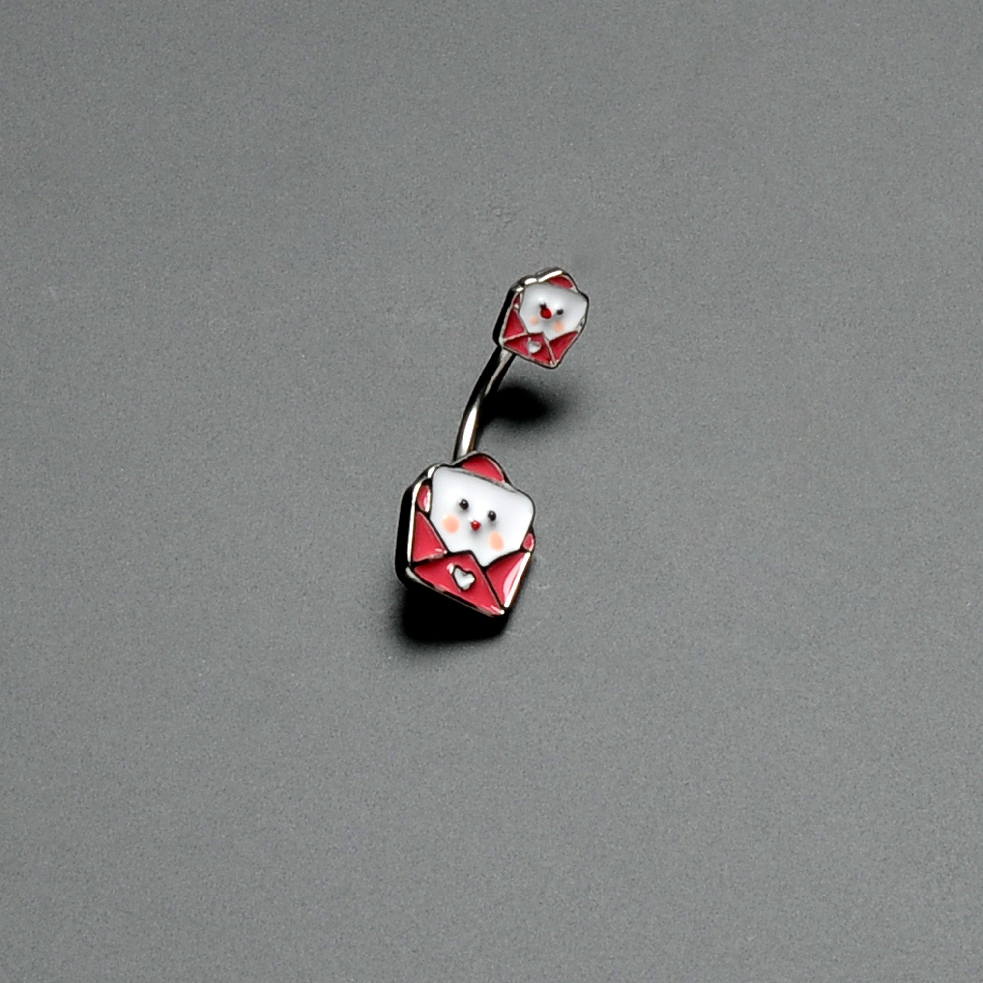 BodyCandy Sweet Love Letter Valentines Day Double Mount Belly Ring — side view