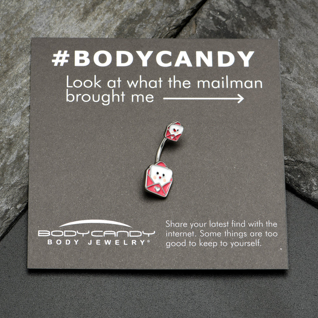 BodyCandy Sweet Love Letter Valentines Day Double Mount Belly Ring — size reference
