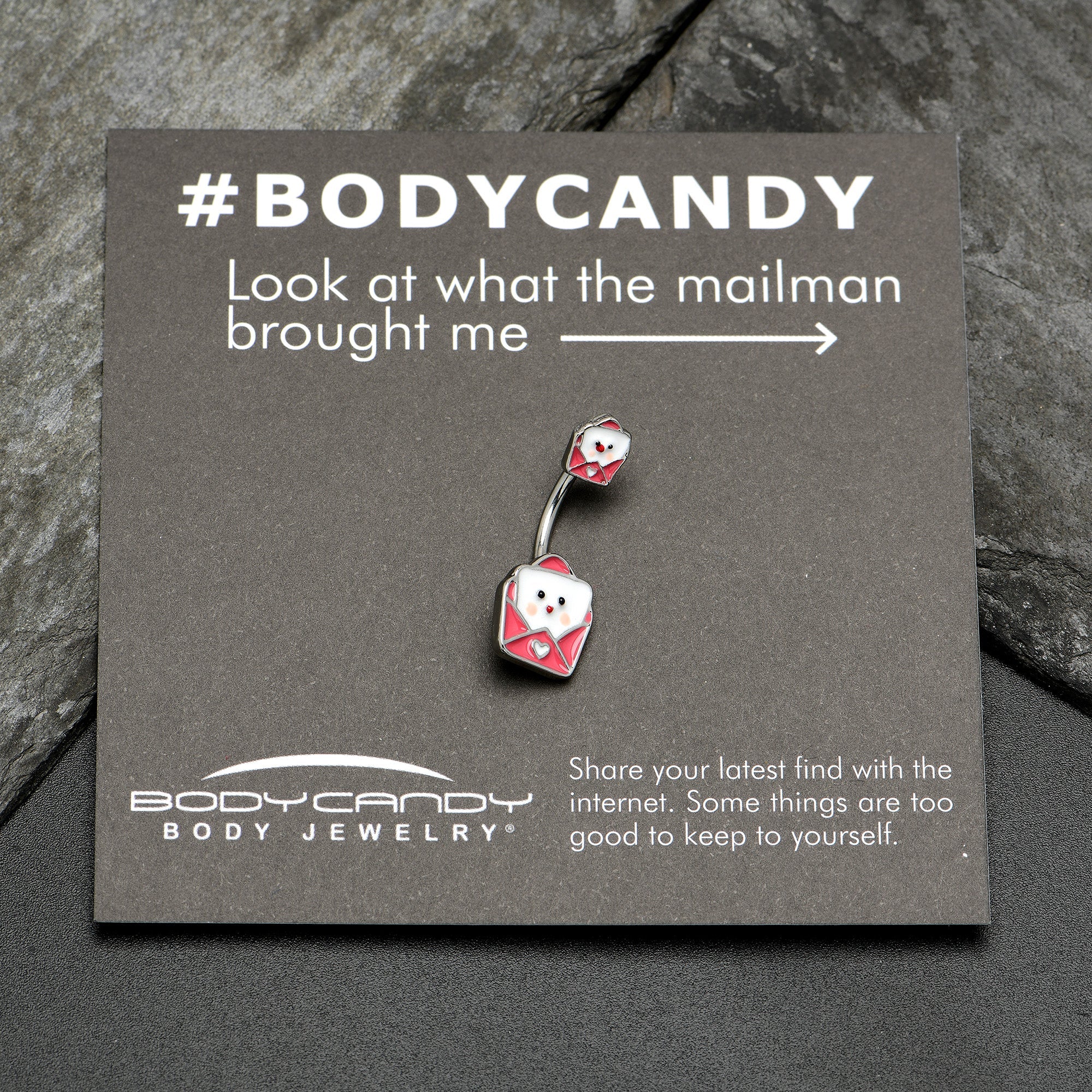 BodyCandy Sweet Love Letter Valentines Day Double Mount Belly Ring — size reference