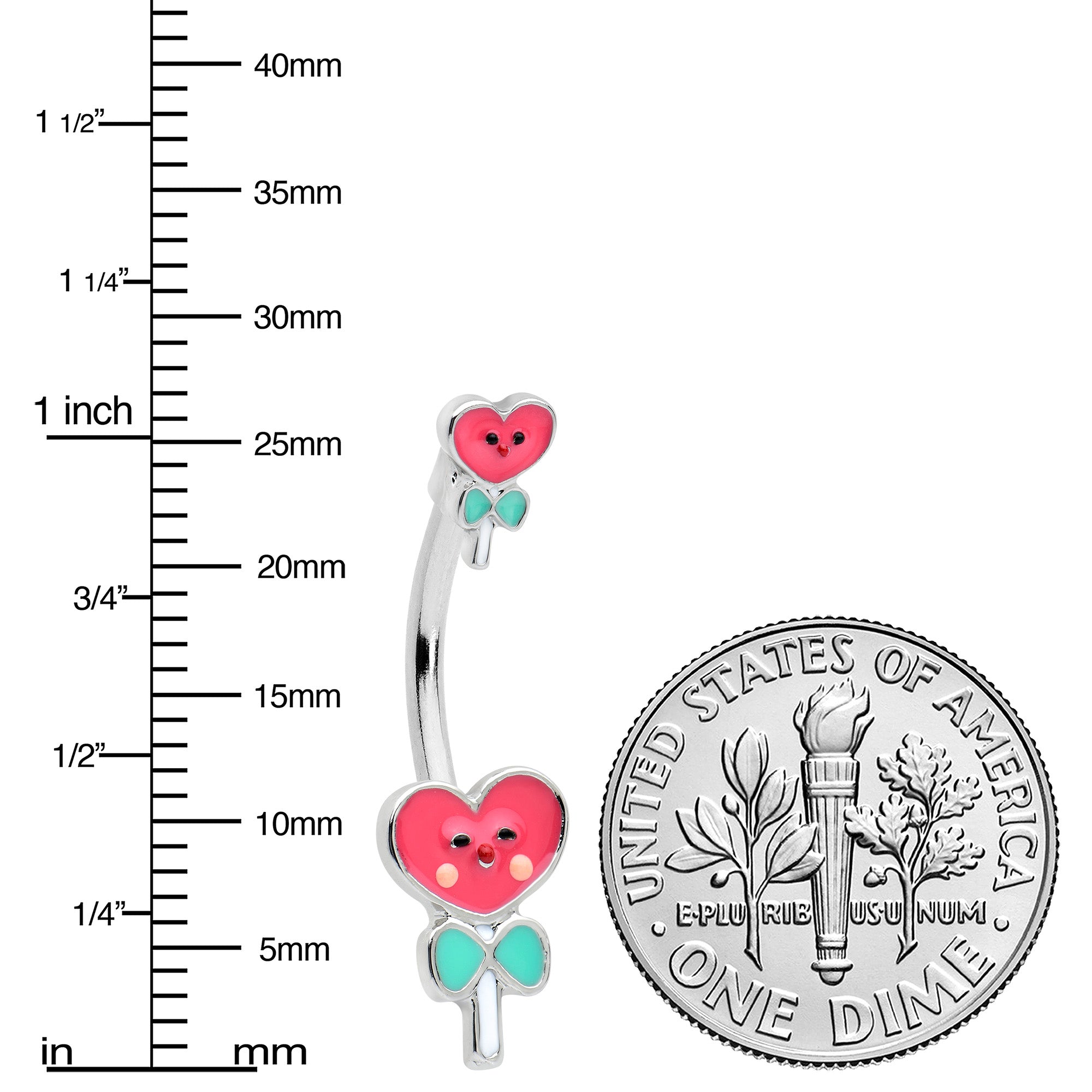 BodyCandy Sweet Happy Heart Lollipop Valentine Double Mount Belly Ring — lifestyle context