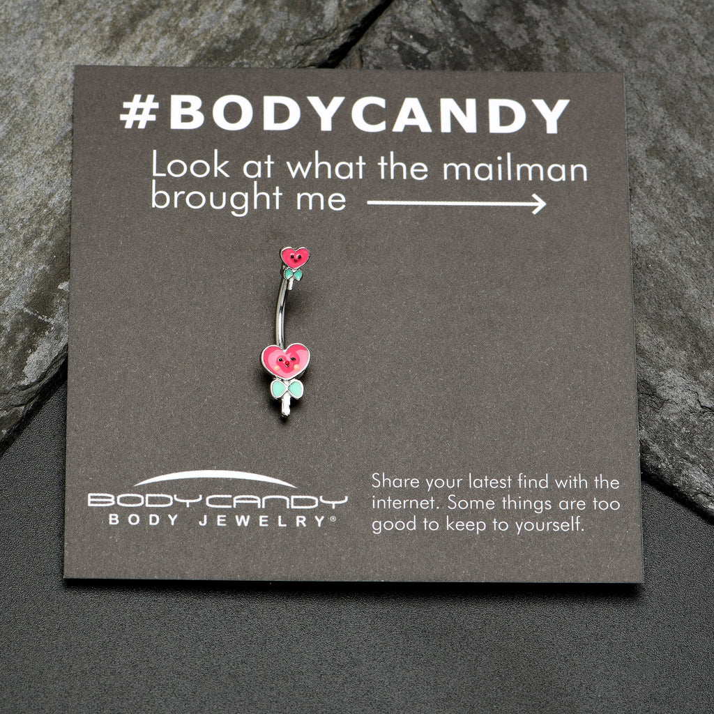 BodyCandy Sweet Happy Heart Lollipop Valentine Double Mount Belly Ring — size reference