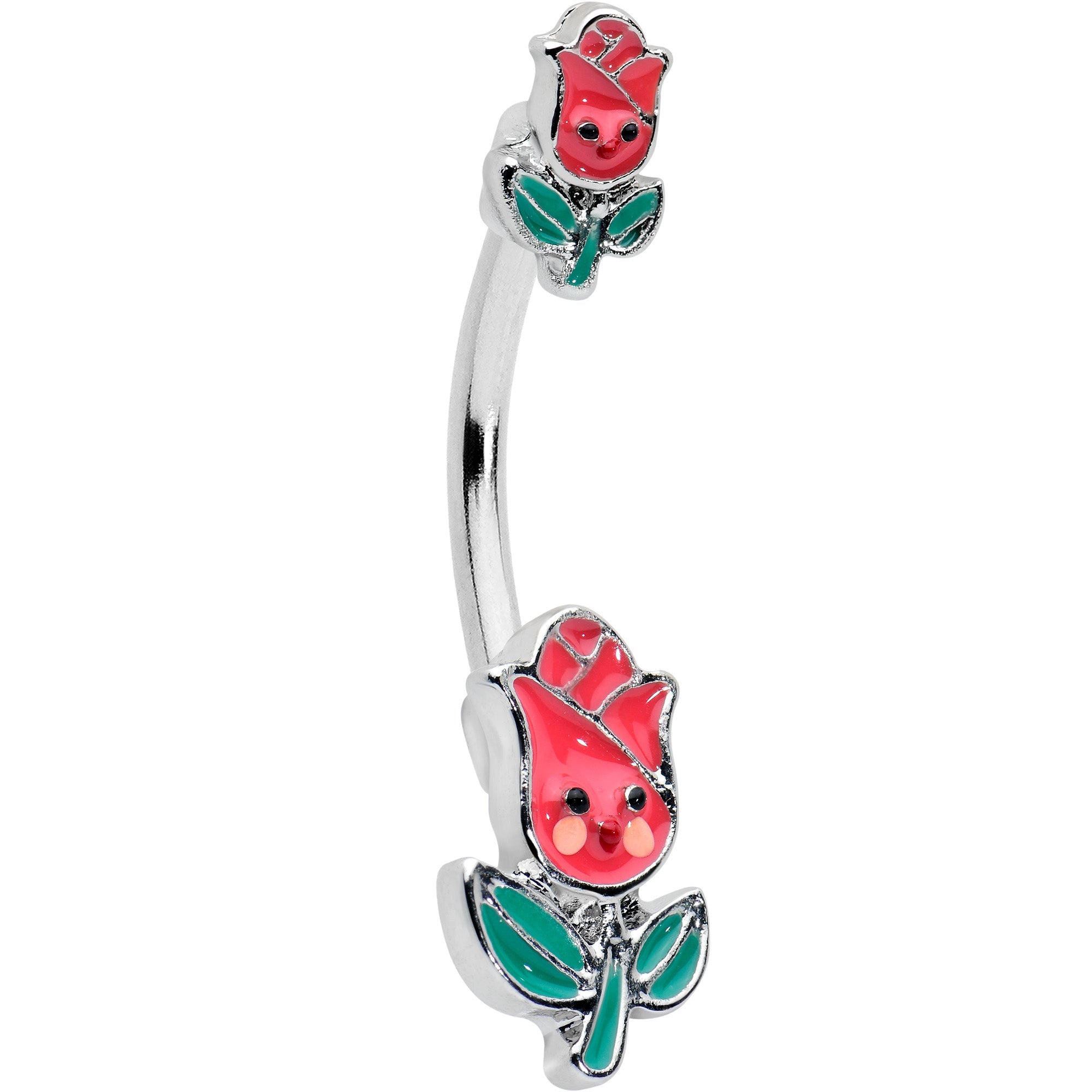 BodyCandy Sweet Happy Rose Flower Double Mount Belly Ring — main product shot