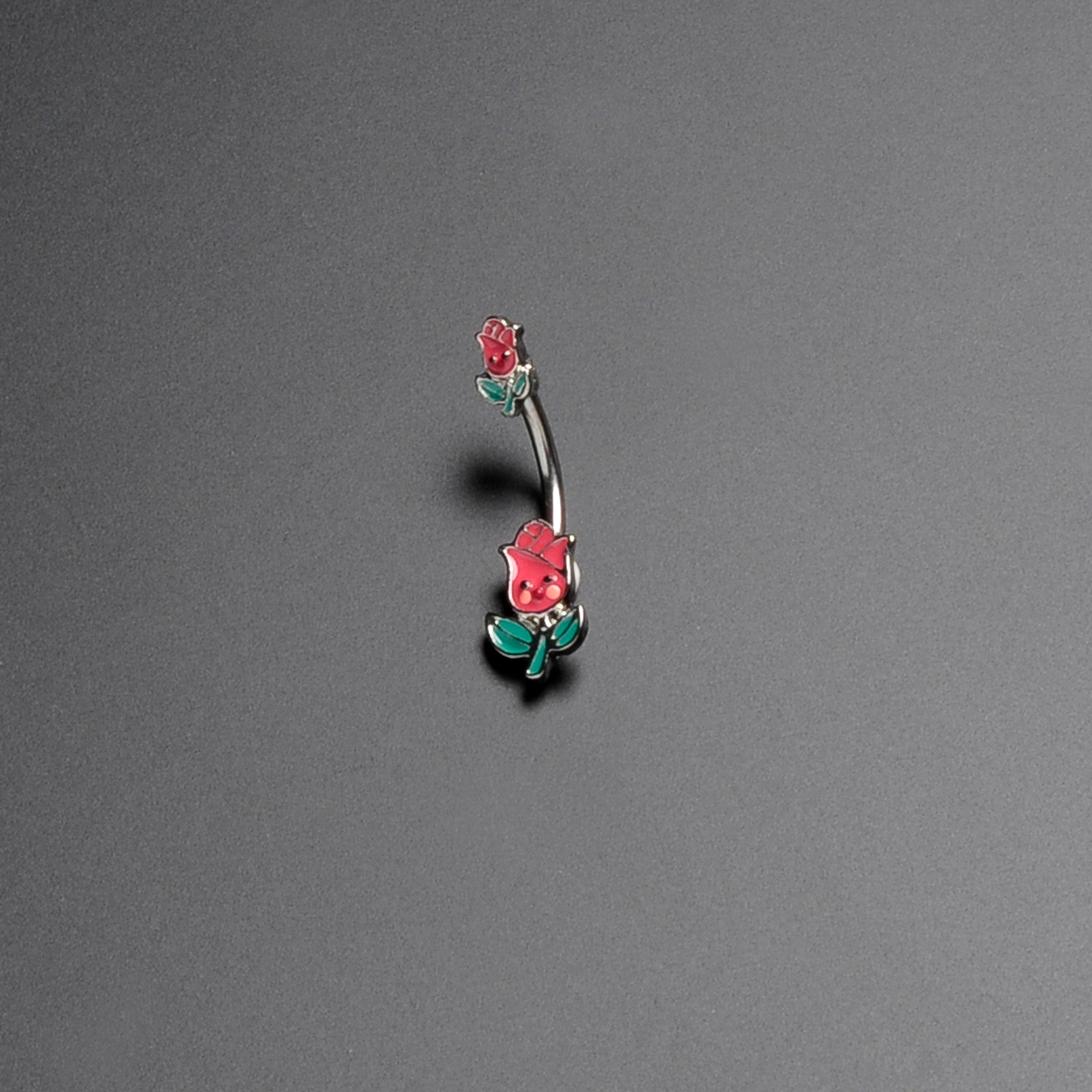 BodyCandy Sweet Happy Rose Flower Double Mount Belly Ring — side view